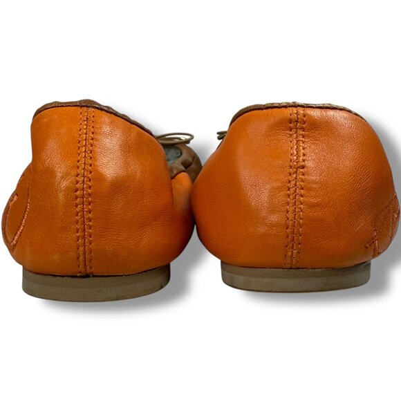 Sam Edelman Fairleigh Brown Orange Gold Cap Toe Ballet Flats Size 7.5 Minimalist - Picture 7 of 10